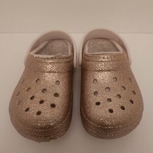 Kids Glitter Clog Shoes - Rose Gold